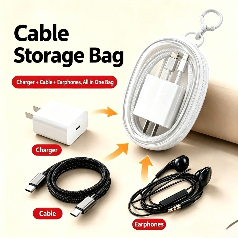 Cable Organizer Bag - Portable Travel Waterproof Data Cable Storage