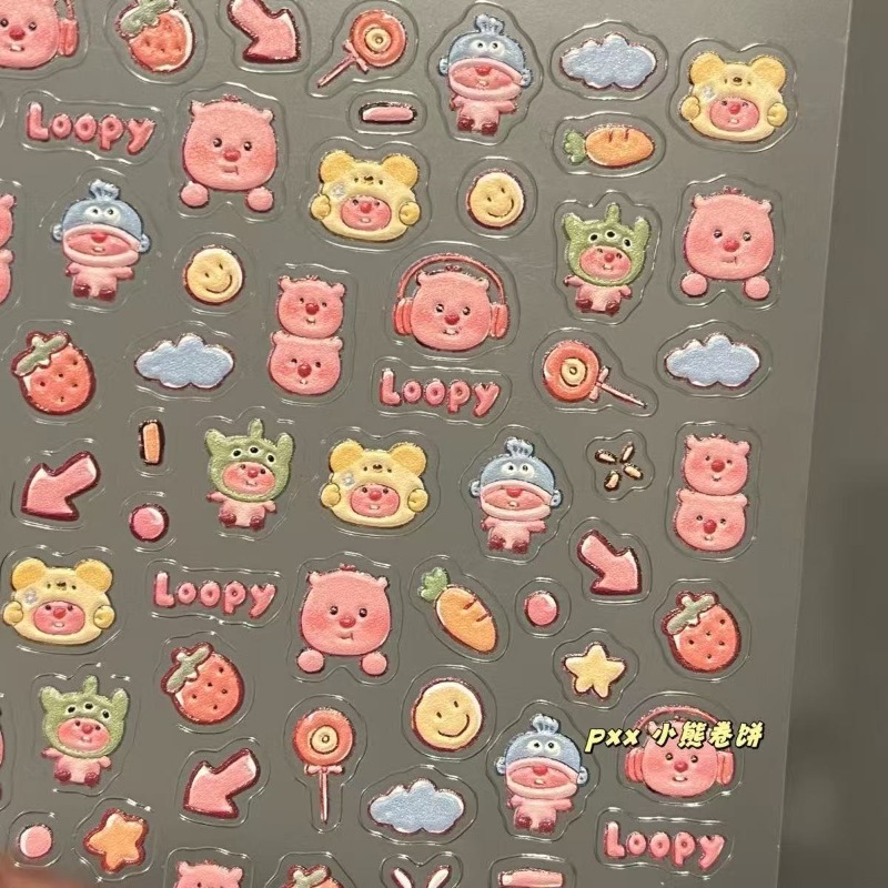 Loopy 3D embossed sticker, tra - Nail Tech Accessories 评论和价格