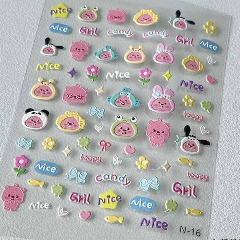 Loopy 3D embossed sticker, tra - Nail Tech Accessories 评论和价格